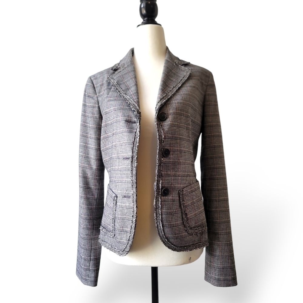 Alysi  glen plaid  raw trim houndstooth